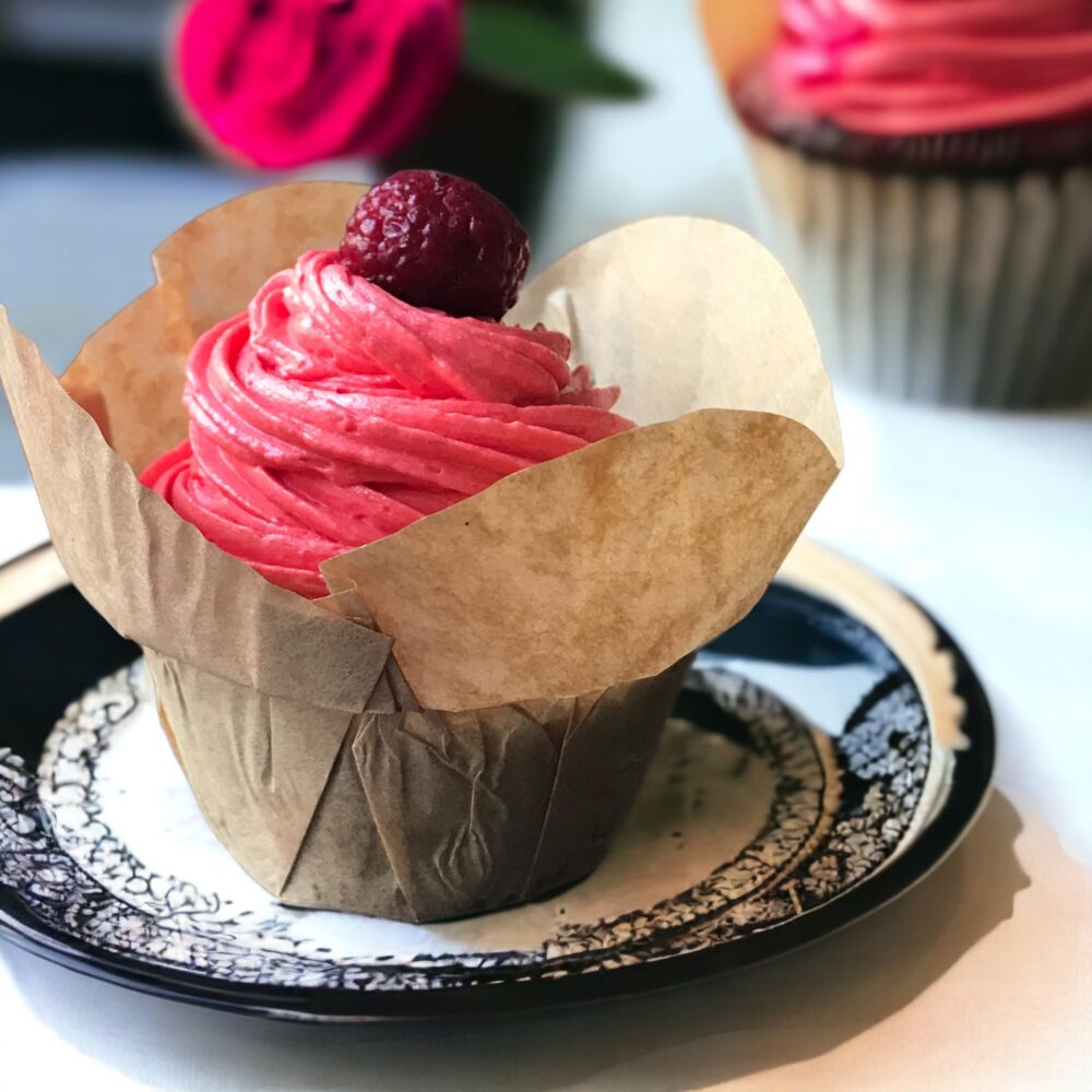 Natural brown lotus baking cup filled with muffin