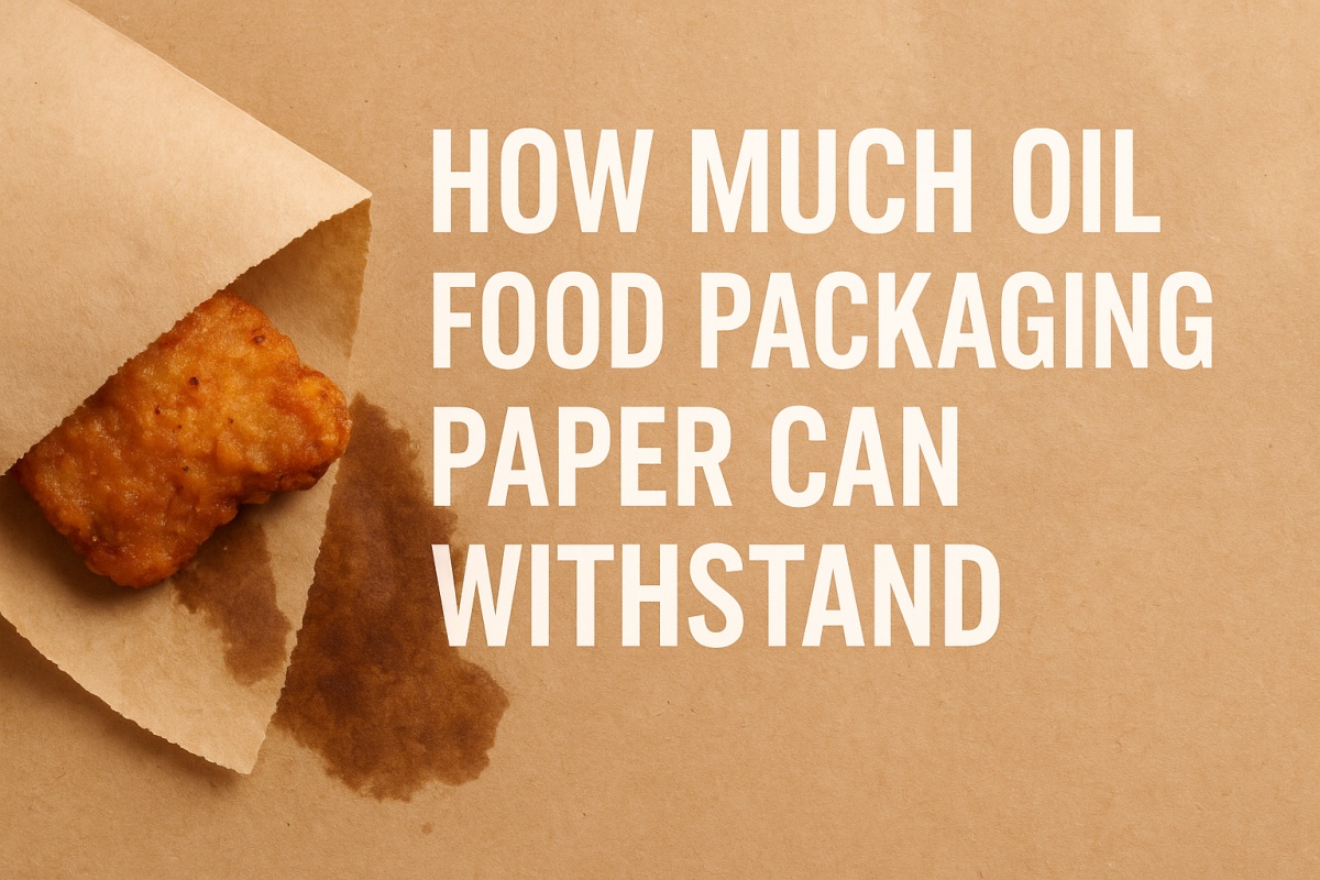 Food packaging paper showing oil absorption to illustrate how much oil food packaging paper can withstand